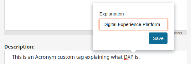 Adding an explanation to an Acronym custom tag
