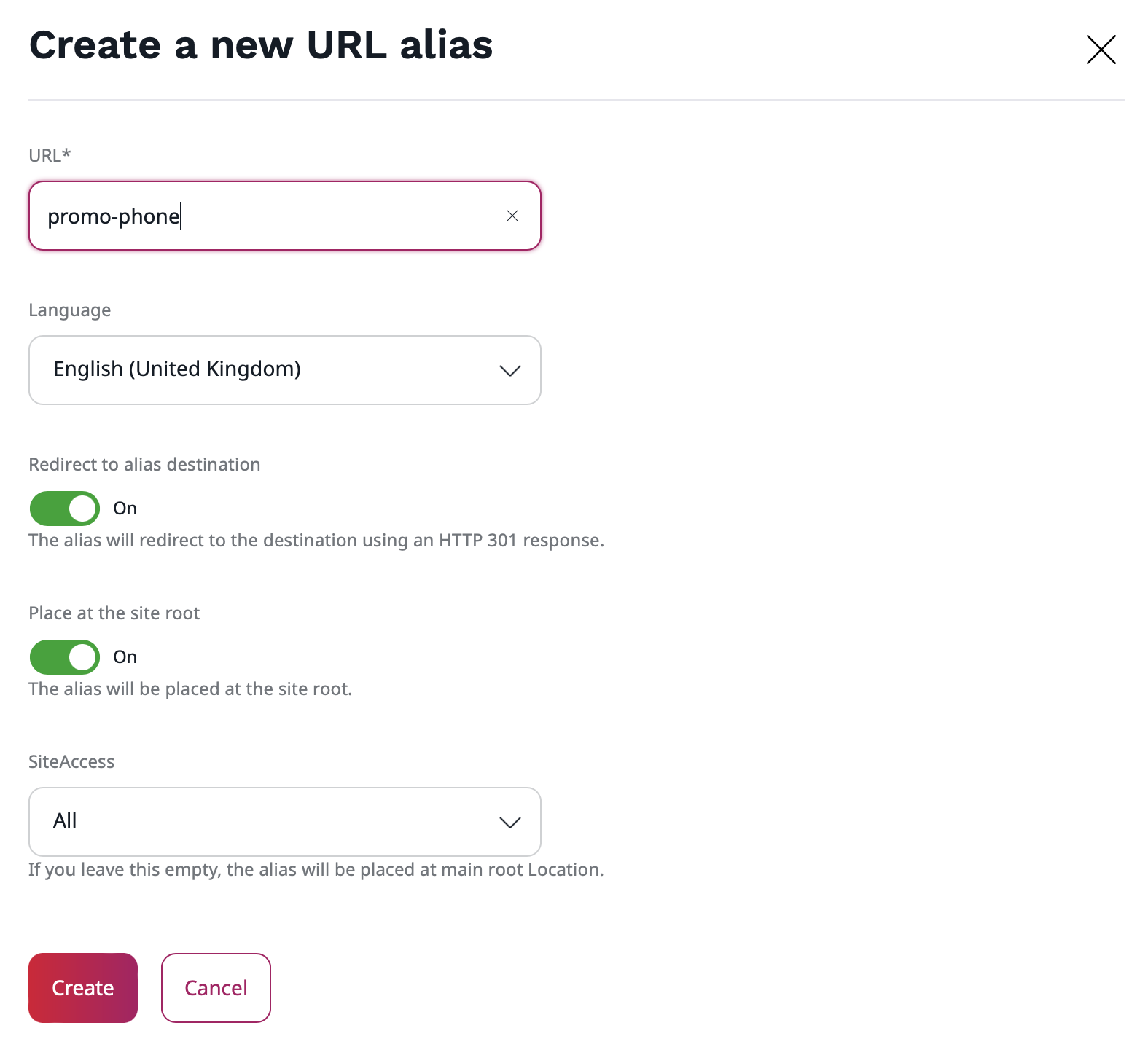 Creating a custom URL